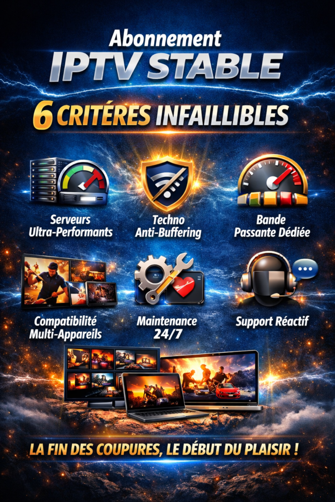 Abonnement IPTV stable – 6 critères infaillibles pour ne plus jamais avoir de coupure